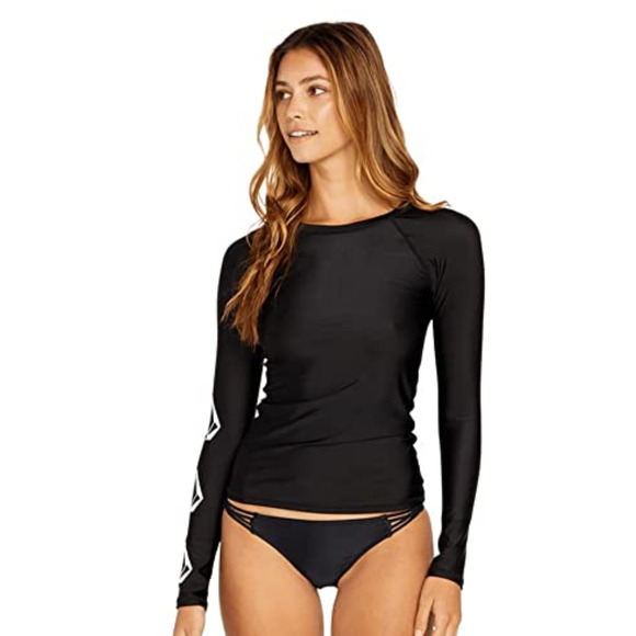 Volcom Juniors' Long Sleeve Rash Guard Cover Up Black Size L - Picture 1 of 2